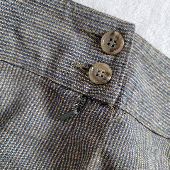 CAbi Carol Anderson Womens Linen Wide-Leg Pants Size 12 Beige Blue Pinstripe New - Picture 7 of 12